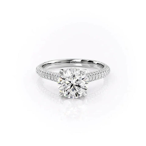 Round Cut Pave Set Moissanite Diamond Ring