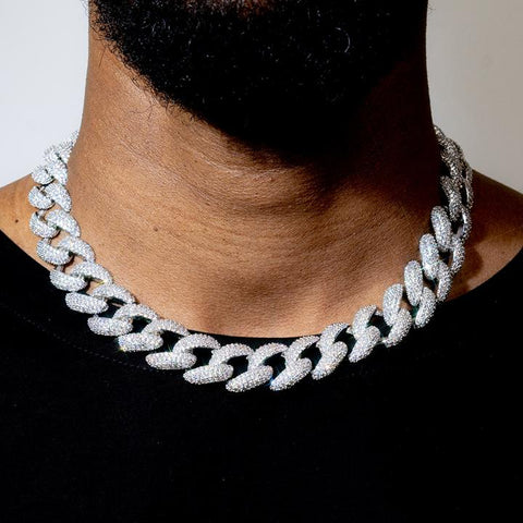 Iced Out Moissanite Sterling Silver Hip Hop Cuban Chain For Men's