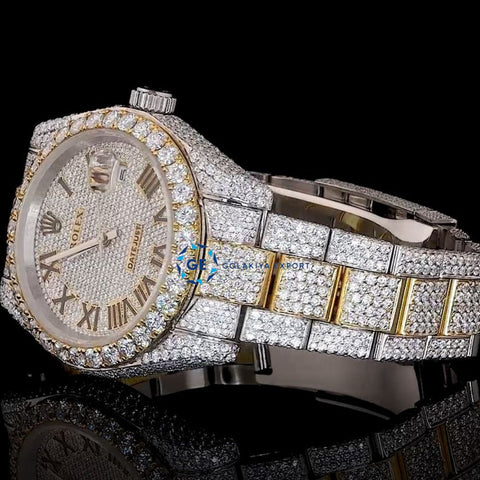 Classic Date Just Iced Out Dual Tone Luxury Watch