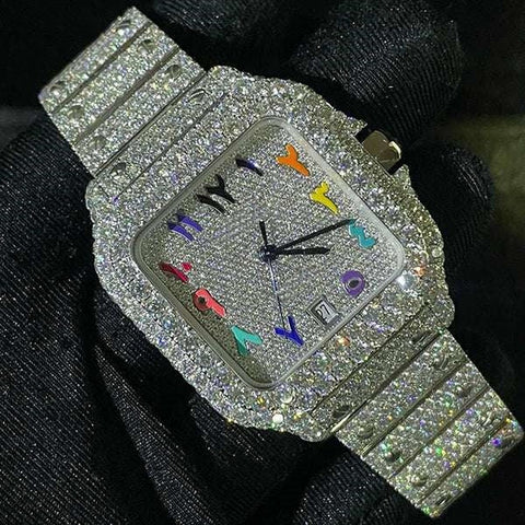 VVS1 Fully Iced Out Moissanite Automatic Hip Hop Watch Golakiya Export