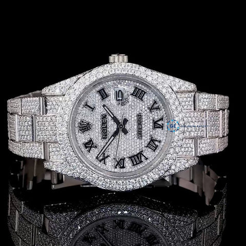 Full Iced Out Moissanite Date Just Stylish Wrist Watch For Men's