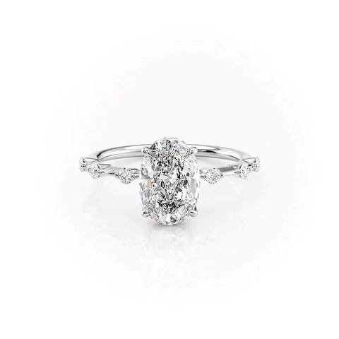 Oval Cut Moissanite Hidden Halo Engagement Ring