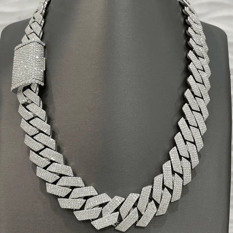 Round Cut Moissanite 22mm Miami Cuban Link Chain