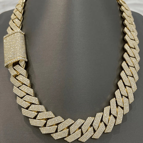 Round Cut Moissanite 22mm Miami Cuban Link Chain