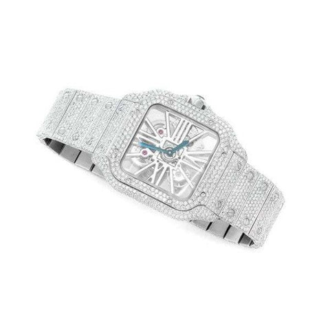 Skeleton Full White Moissanite Luxury Watch For Men's