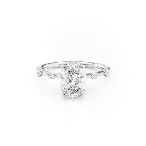 Lab Created  Moissanite Oval Cut Engagement Ring