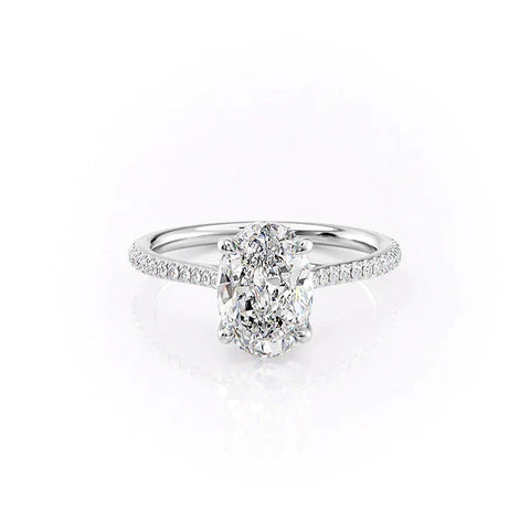 Pave Set Moissanite Oval Cut Engagement Ring