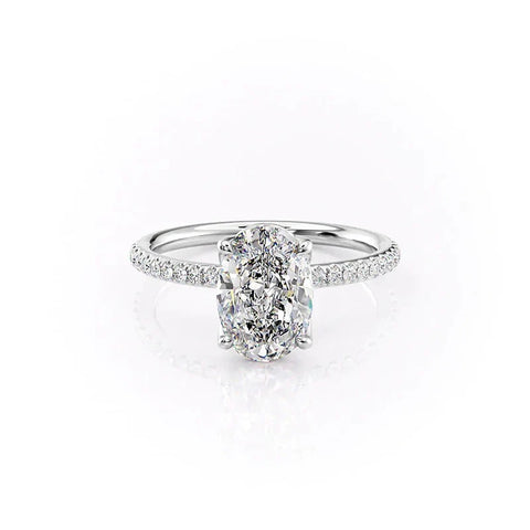 D Color Moissanite Oval Cut Pave Set Engagement Ring