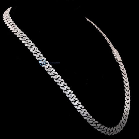 20mm D Color Moissnaite Full White Sterling Silver Cuban Linked Chain