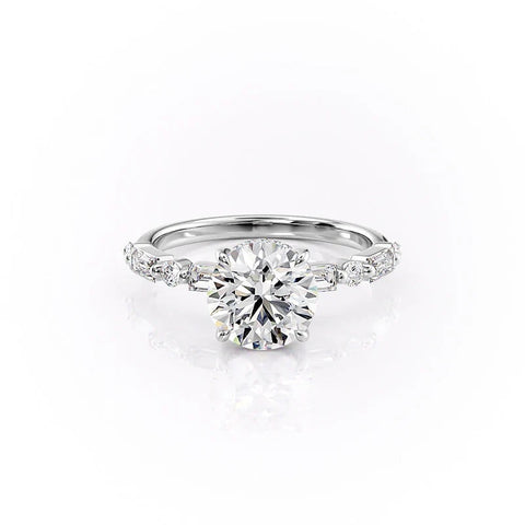 Hidden Halo Round Cut Moissanite Diamond Ring