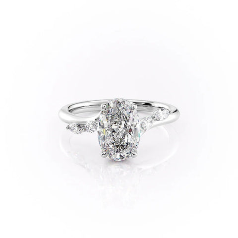 Unique Style Oval Cut D Color Moissanite Engagement Ring