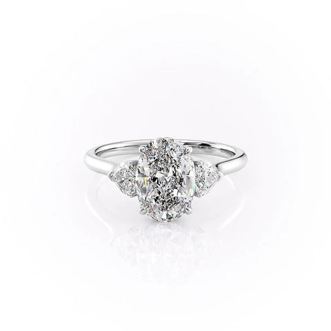 Three Stone Moissnaite Oval Cut Promise Ring