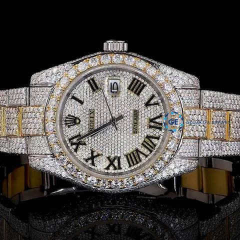 Classic Date Just Iced Out Dual Tone Luxury Watch