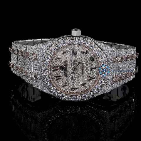 Awesome Arabic Dial Iced Out Full Moissanite Wrist Watch