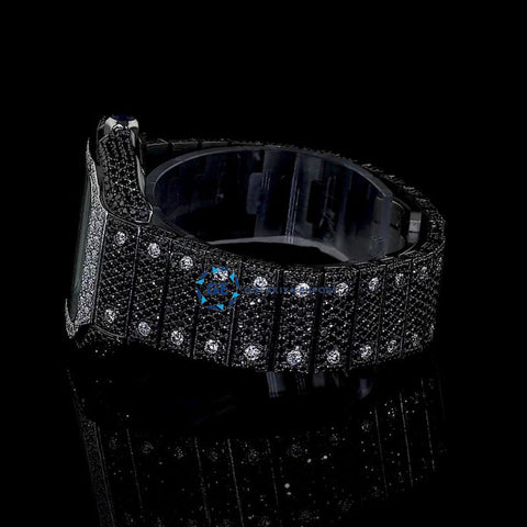 Formal Style Black Moissanite Skeleton Iced Out Watch