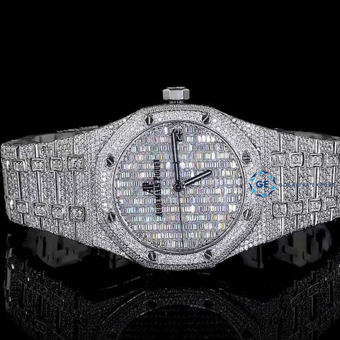 Fabulous Automatic Moissanite Round & Baguette Cut Luxury Watch