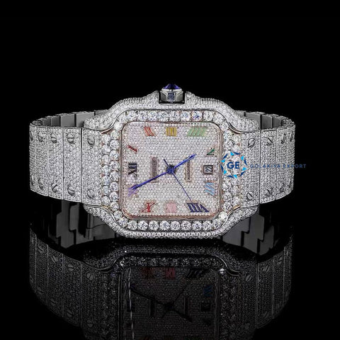 Rainbow Numeric Full Iced Out Luxury Rapper Style Watch For Men's