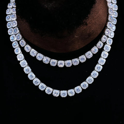 Iced Out Moissanite Round Cut Tennis Chain For Men's