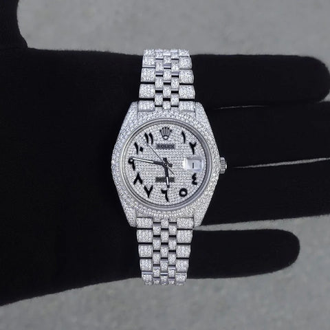 Iced Out Arabic Dial Full Moissanite Hip Hop Wrist Watch