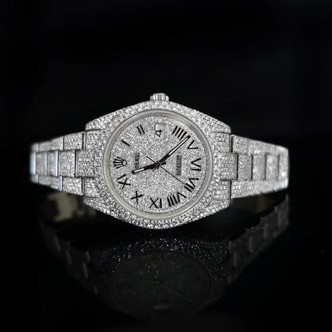 Moissanite Diamond Full White Stainless Steel Wrist Watch