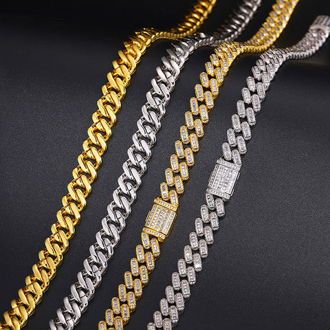 Baguette Moisnaite Diamond Hip Hop Iced Out Cuban Chain