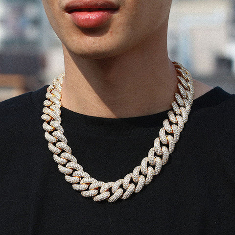 Sterling Silver Iced Out Moissanite Cuban Link Hip Hop Chain