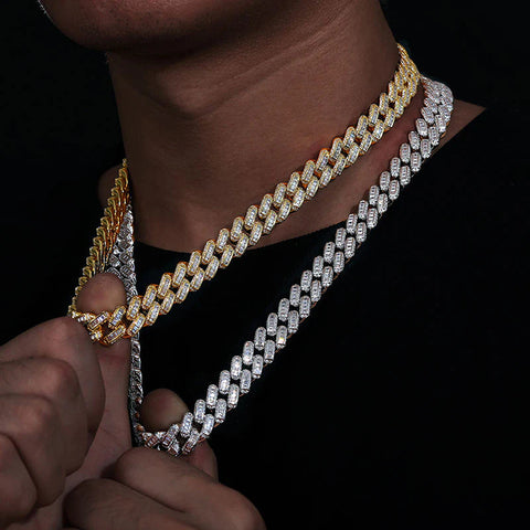 Baguette Moisnaite Diamond Hip Hop Iced Out Cuban Chain