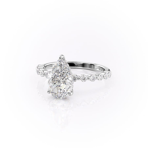 Lab Created Moissnaite Diamond Pear Cut Engagement Ring