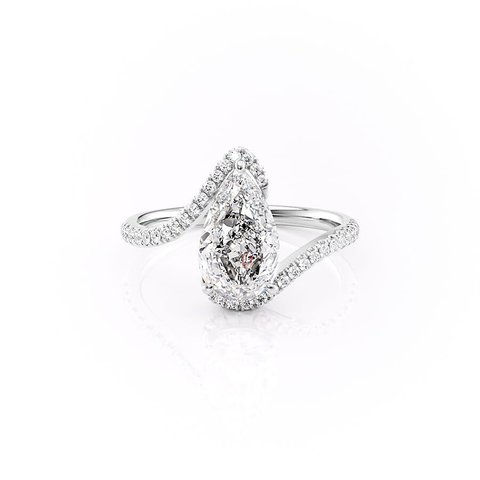 Pear Cut Solitaire Moissnaite Bypass Unique Style Ring