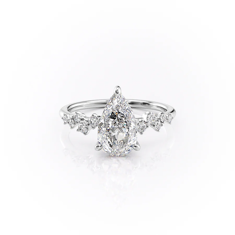 Moissnaite Cluster Style Pear Cut Engagement Ring