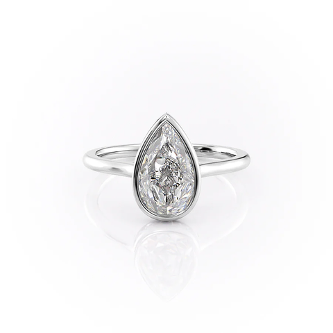 Pear Cut Bezel Set Moissnaite Hidden Accent Ring