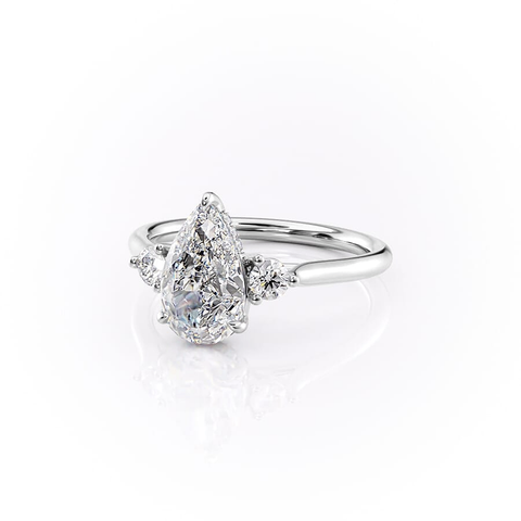 Three Stone Hidden Accent Moissanite Ring