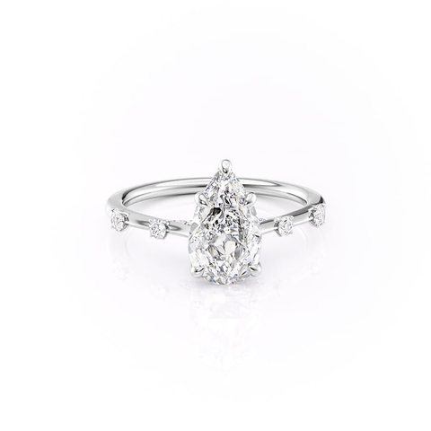 Hidden Accent D Color Moissanite Pear Cut Diamond Ring