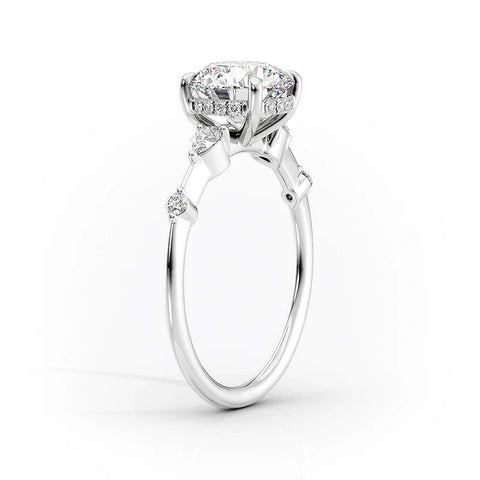 D Color Moissnaite Five Stone Pear Cut Diamond Ring