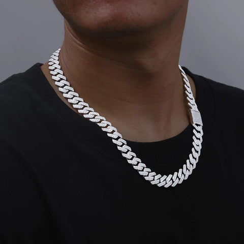 Colorless Moissanite Round Cut Hip Hop Cuban Chain For Mens