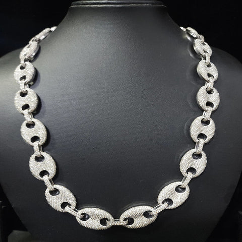 Coffee Bean Moissanite Diamond Link Chain Necklace